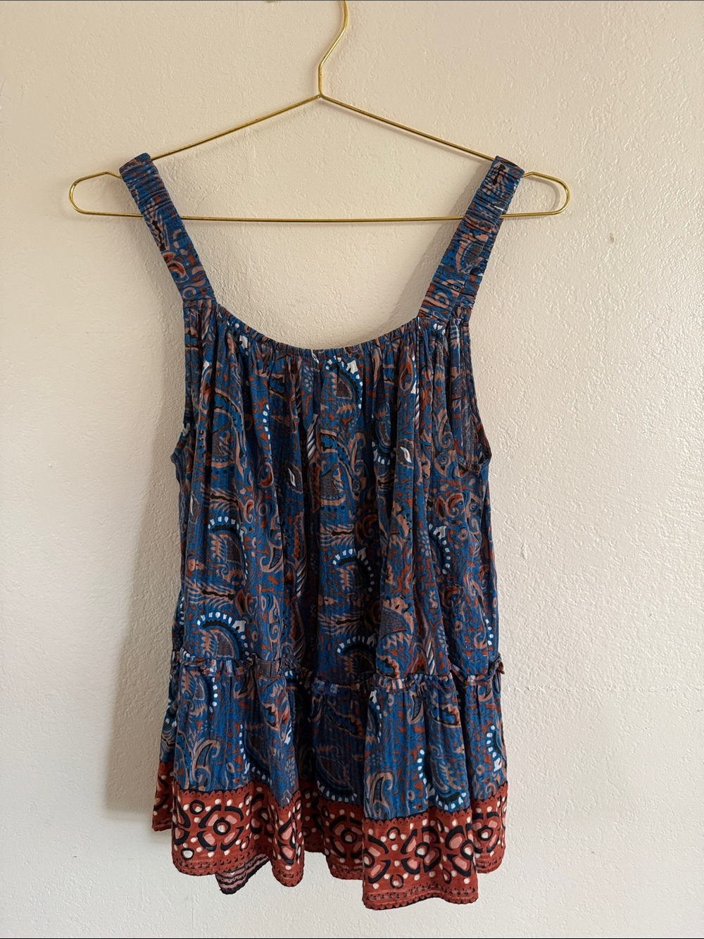 Cleobella Navy & Rust Paisley Sleeveless Boho Tank